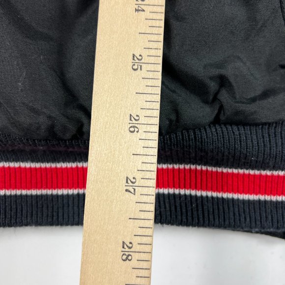 VTG 90s Logo 7 Chicago Bulls Jacket Extra Large Black & Red Full Zip Puffer Coat - Picture 14 of 16